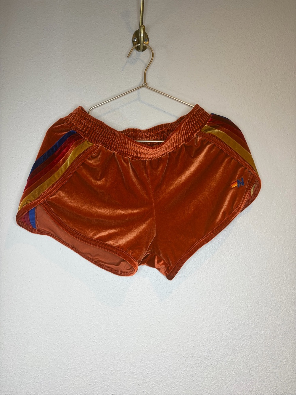 Aviator nation Retro Velvet Athletic Shorts - Burnt Orange
